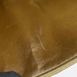 Pre Owned Chanel Gold Mini Square Classic Lambskin Single Flap