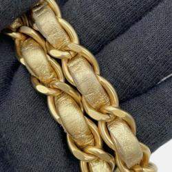 Pre Owned Chanel Gold Mini Square Classic Lambskin Single Flap