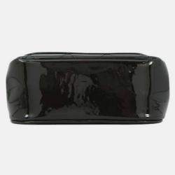 Pre Owned Chanel Black CC Quilted Patent Frame Flap Clutch with Chain
