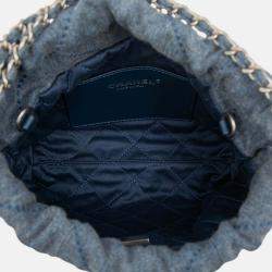 Pre Owned Chanel Blue Mini Denim Studded 22 Handbag