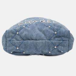 Pre Owned Chanel Blue Mini Denim Studded 22 Handbag