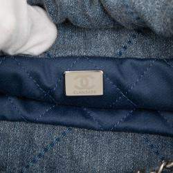 Pre Owned Chanel Blue Mini Denim Studded 22 Handbag