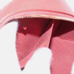 Pre Owned Chanel Red Quilted Caviar Round Woven Chain Top Handle Bag