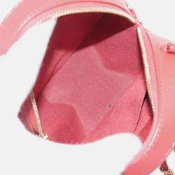 Pre Owned Chanel Red Quilted Caviar Round Woven Chain Top Handle Bag