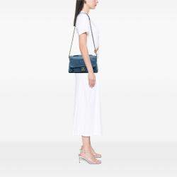 Pre Owned Chanel Blue Large Iridescent Calfskin Chic Quilt Flap