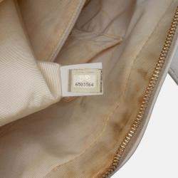 Pre Owned Chanel White CC Lambskin Wild Stitch Handbag