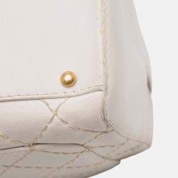 Pre Owned Chanel White CC Lambskin Wild Stitch Handbag