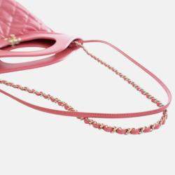Pre Owned Chanel Pink Small Shiny Aged Calfskin 31 Shopping Bag