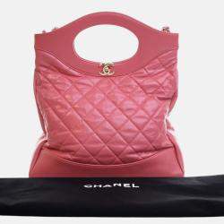 Pre Owned Chanel Pink Small Shiny Aged Calfskin 31 Shopping Bag