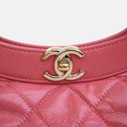 Pre Owned Chanel Pink Small Shiny Aged Calfskin 31 Shopping Bag