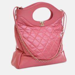 Pre Owned Chanel Pink Small Shiny Aged Calfskin 31 Shopping Bag