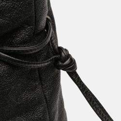 Pre Owned Chanel Black Washed Calfskin CC Cup Drawstring Tote