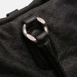 Pre Owned Chanel Black Washed Calfskin CC Cup Drawstring Tote