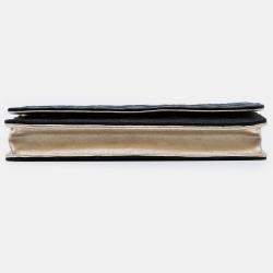 Pre Owned Chanel Black Bicolor Satin Wallet On Chain