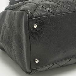 Pre Owned Chanel Black Quilted Caviar Leather On The Road Tote