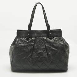 Pre Owned Chanel Black Quilted Caviar Leather On The Road Tote