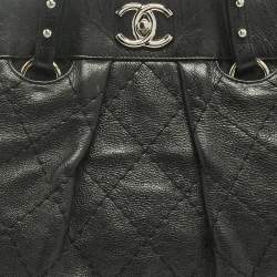 Pre Owned Chanel Black Quilted Caviar Leather On The Road Tote