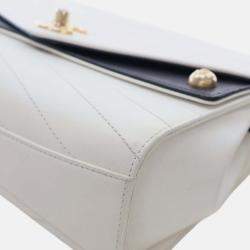 Pre Owned Chanel White Medium Chevron Calfskin Casual Trip Flap