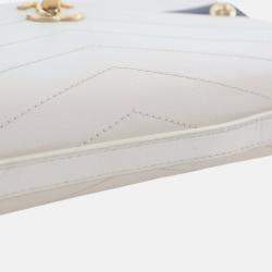 Pre Owned Chanel White Medium Chevron Calfskin Casual Trip Flap