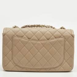 Pre Owned Chanel Blush Pink Quilted Caviar Leather Medium CC Filigree Flap Bag