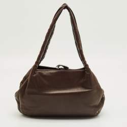 Pre Owned Chanel Dark Brown Leather Frame Shoulder Bag