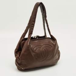 Pre Owned Chanel Dark Brown Leather Frame Shoulder Bag