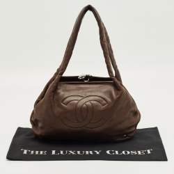 Pre Owned Chanel Dark Brown Leather Frame Shoulder Bag