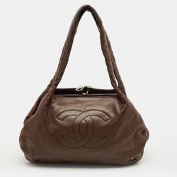 Pre Owned Chanel Dark Brown Leather Frame Shoulder Bag
