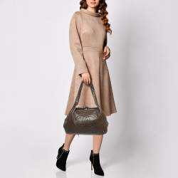 Pre Owned Chanel Dark Brown Leather Frame Shoulder Bag