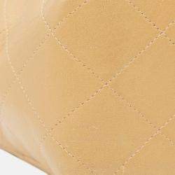 Pre Owned Chanel Beige Jumbo XL Classic Lambskin Single Flap