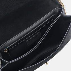 Pre Owned Chanel Black Chevron Nubuck Micro Chain Embellished Flap