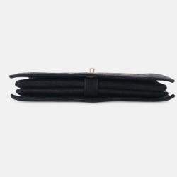 Pre Owned Chanel Black Chevron Nubuck Micro Chain Embellished Flap