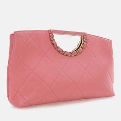 Pre Owned Chanel Pink Quilted Caviar A Real Catch Clutch
