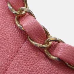 Pre Owned Chanel Pink Quilted Caviar A Real Catch Clutch