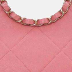 Pre Owned Chanel Pink Quilted Caviar A Real Catch Clutch