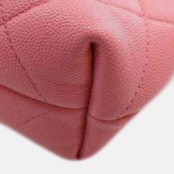 Pre Owned Chanel Pink Quilted Caviar A Real Catch Clutch