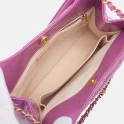 Pre Owned Chanel Purple Medium Shiny Crumpled Calfskin Wavy CC Hobo