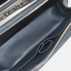Pre Owned Chanel Black Medium Chevron Lambskin Trendy CC Bowling Bag