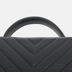 Pre Owned Chanel Black Medium Chevron Lambskin Trendy CC Bowling Bag