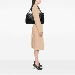 Pre Owned Chanel Black CC Quilted Caviar Expandable Tote