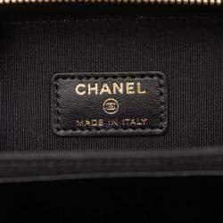 Pre Owned Chanel Black Mini CC Quilted Lambskin Chain Top Handle Vanity Case