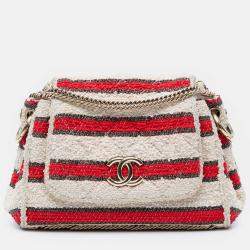 Pre Owned Chanel Multicolor CC Quilted Tweed Striped Single Flap
