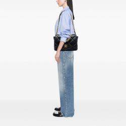 Pre Owned Chanel Black Maxi Lambskin 19 Flap