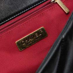 Pre Owned Chanel Black Maxi Lambskin 19 Flap