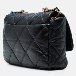 Pre Owned Chanel Black Maxi Lambskin 19 Flap