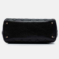 Pre Owned Chanel Black Large CC Quilted Glazed Caviar Coco Pleats Tote