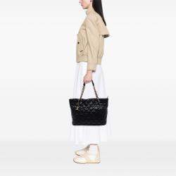 Pre Owned Chanel Black Large CC Quilted Glazed Caviar Coco Pleats Tote