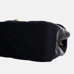 Pre Owned Chanel Black Extra Mini Rectangular Classic Satin Single Flap