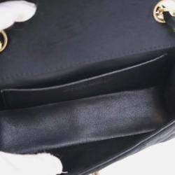 Pre Owned Chanel Black Extra Mini Rectangular Classic Satin Single Flap