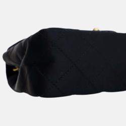 Pre Owned Chanel Black Extra Mini Rectangular Classic Satin Single Flap